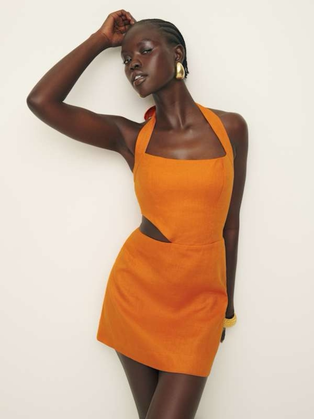 NWT Reformation VALLI LINEN DRESS IN NECTARINE